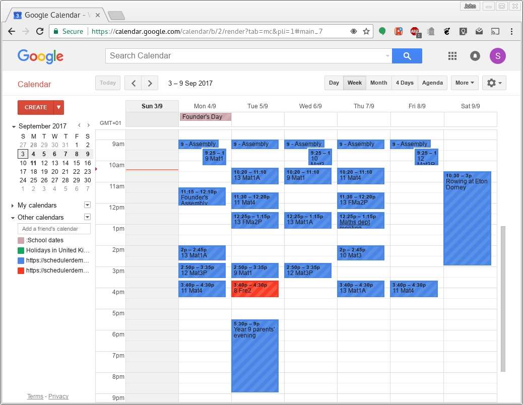 Calendar feeds Xronos Scheduler User Guide